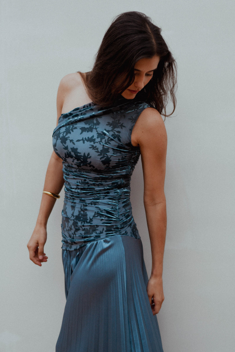 Vestido Paula Azul Petroleo