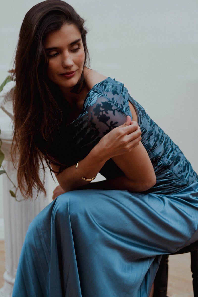 Vestido Paula Azul Petroleo